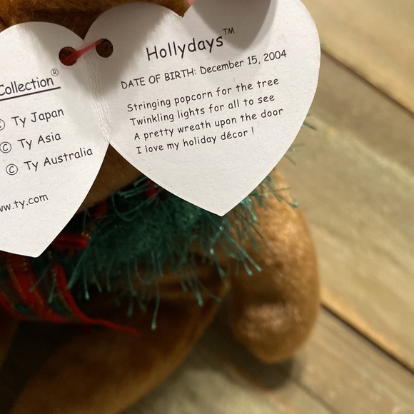 Toys Ty Beanie Babies Baby Hollydays Teddy Bear Christmas Wreath Rare